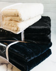 Black Luxe Faux Fur Throw Blanket