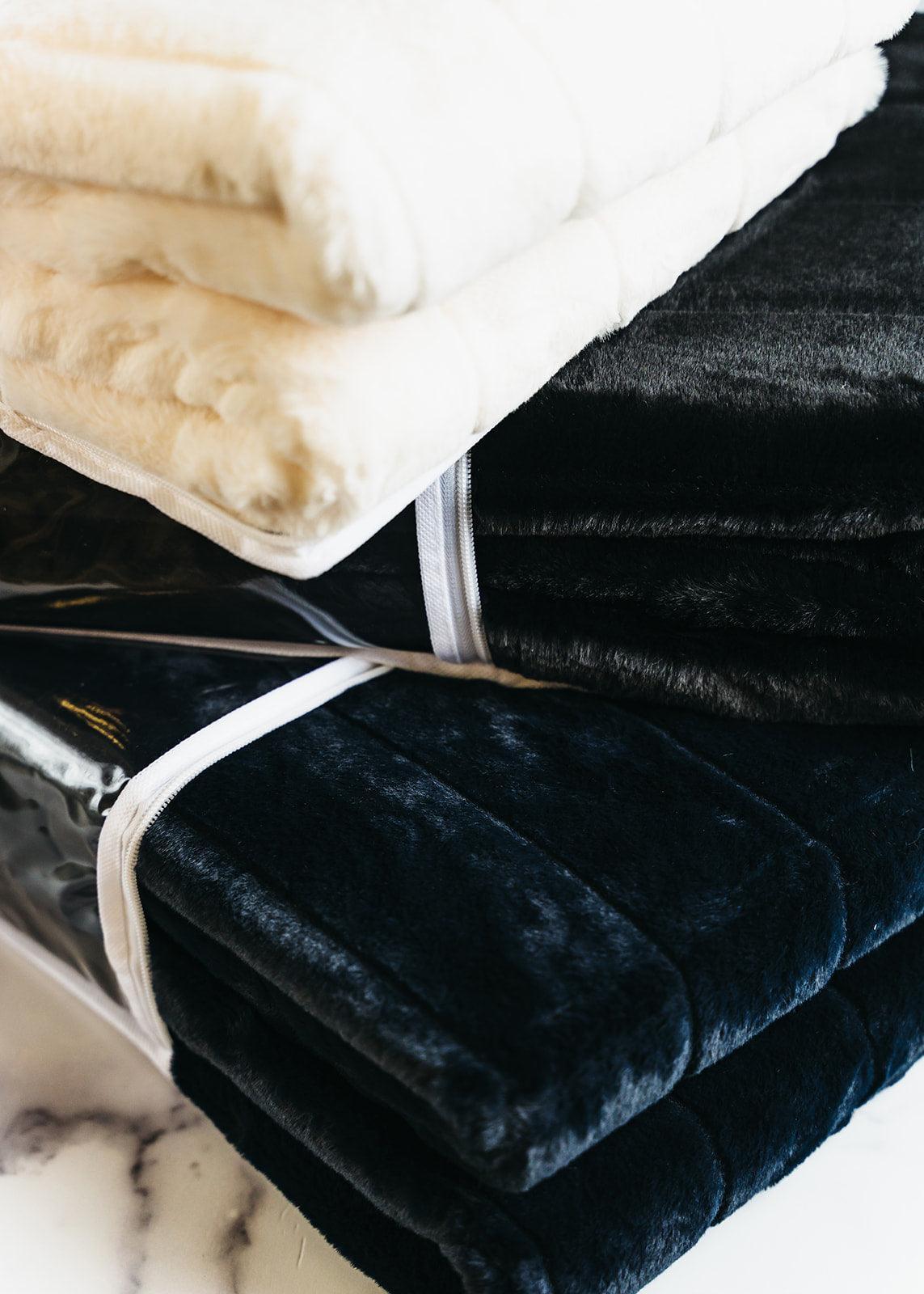 Black Luxe Faux Fur Throw Blanket