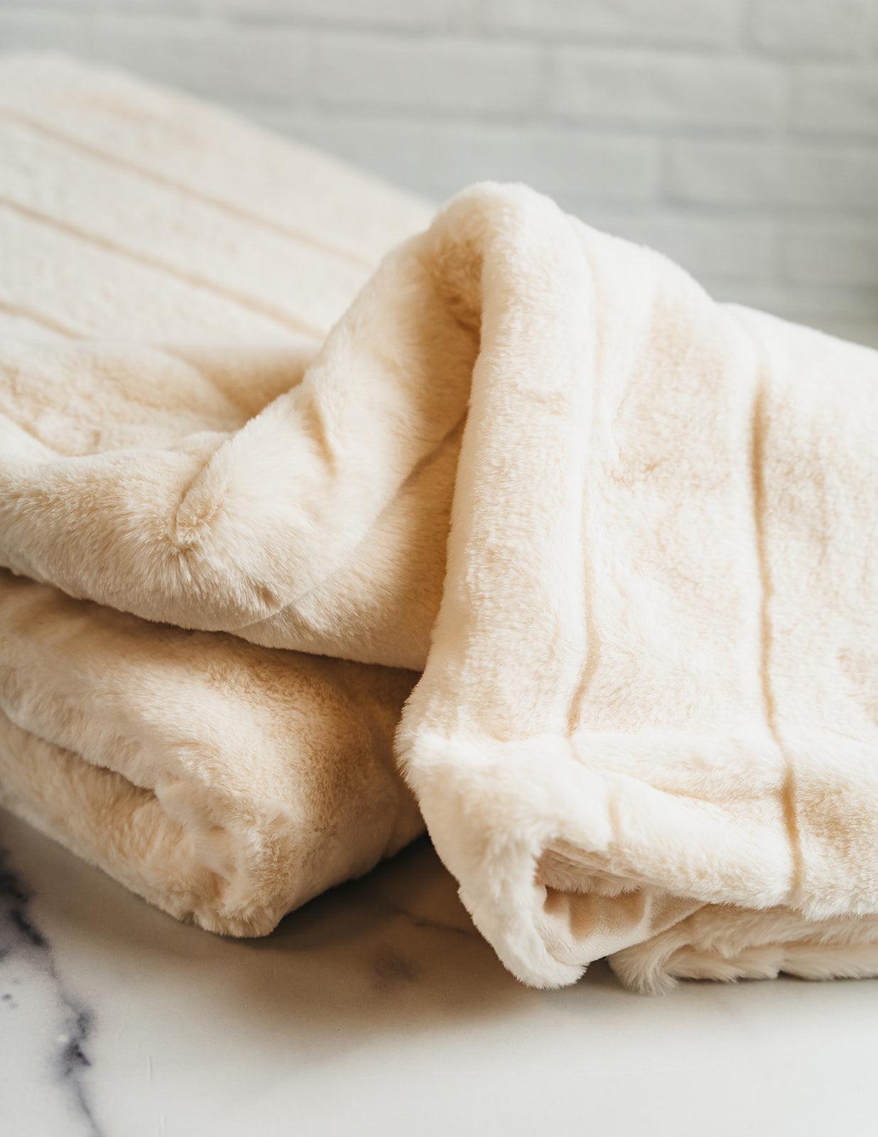 White Luxe Faux Fur Throw Blanket