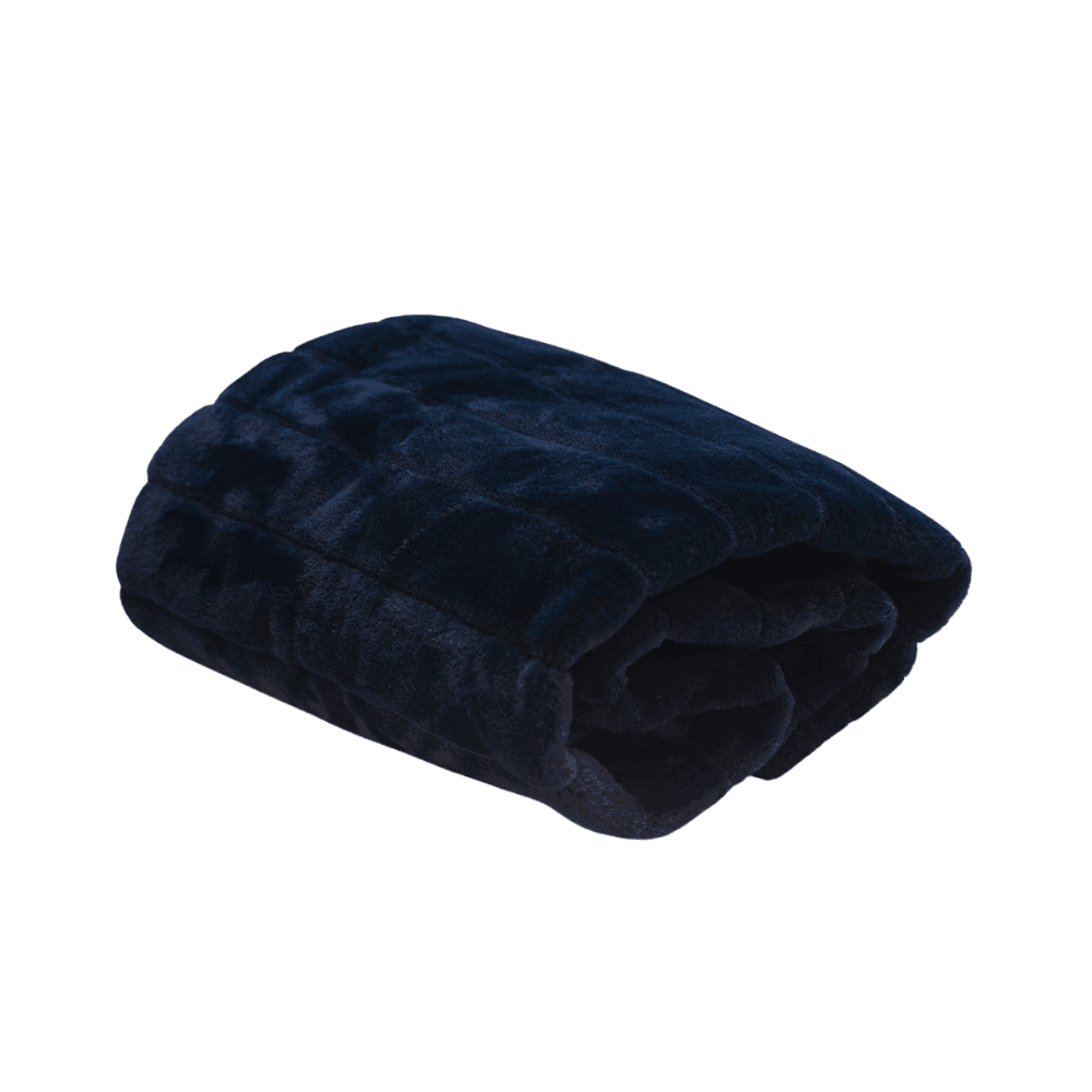 Navy Luxe Faux Fur Throw Blanket