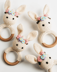 Cream Bunny Rattle with Floral Crown