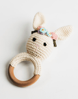 Cream Bunny Rattle with Floral Crown