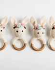 Cream Bunny Rattle with Floral Crown