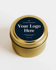Custom Logo Soy Candle - 4oz Gold Travel Tin - Private Label